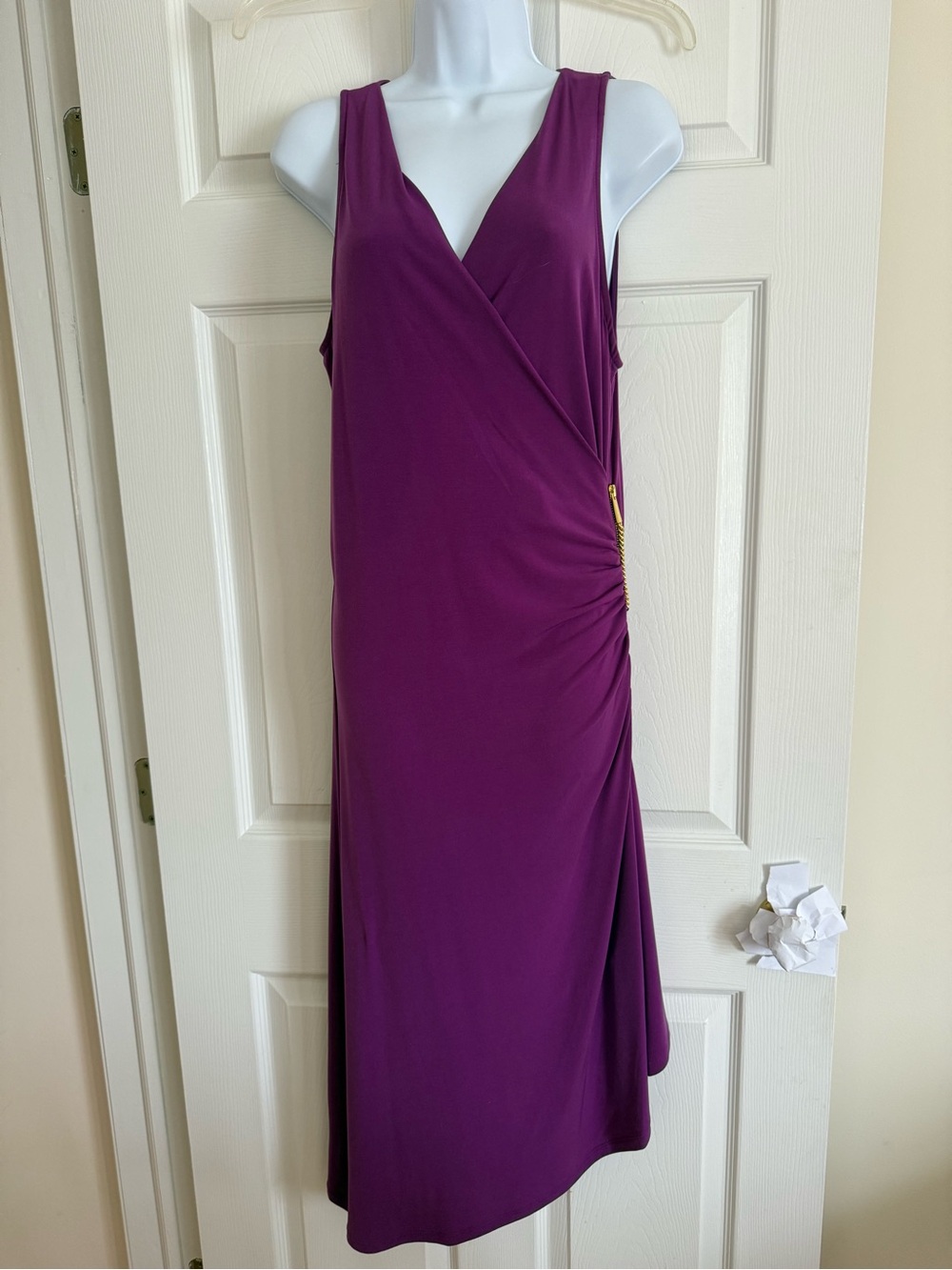 MICHAEL KORS PURPLE ASYMMETRICAL MIDI DRESS, M, NEW